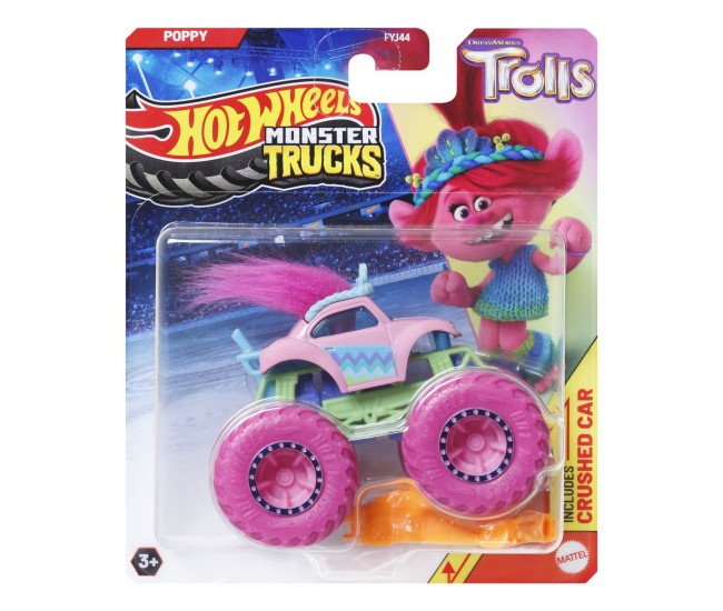 Hot wheels monster truck masinuta trolls poppy scara 1:65 Hot wheels monster truck masinuta trolls poppy scara 1:65