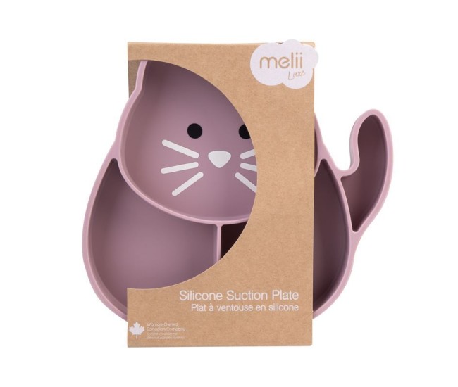 Farfurie compartimentata din silicon cu ventuza, melii luxe, pisica