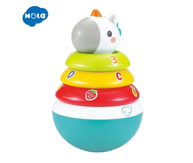 Hopa mitica roly poly unicorn cu inele pentru stivuit