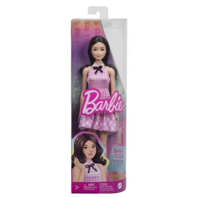 Barbie fashionistas papusa barbie bruneta cu rochie roz