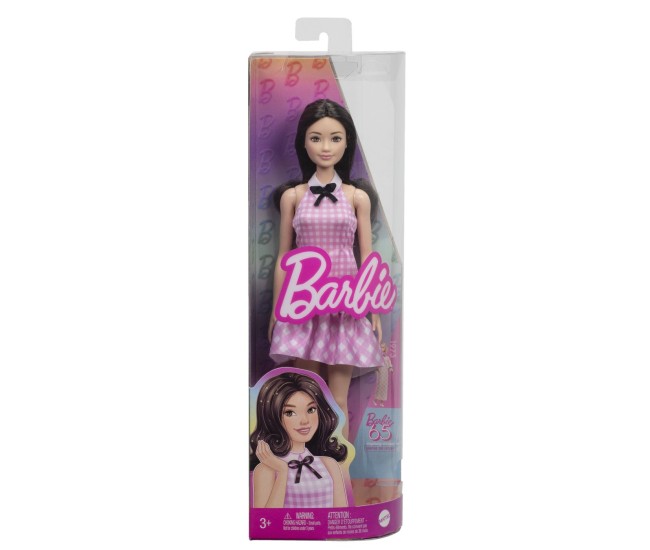 Barbie fashionistas papusa barbie bruneta cu rochie roz