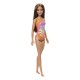 Papusa barbie bruneta cu costum de baie inflorat