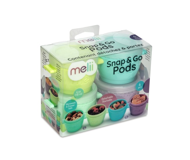 Set 4 recipiente plastic snap&go, melii, 118 ml