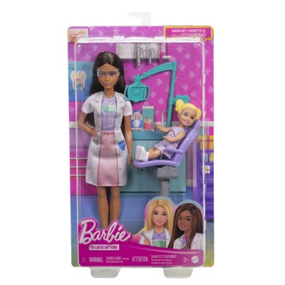 Barbie set de joaca papusa barbie bruneta face cariera stomatolog