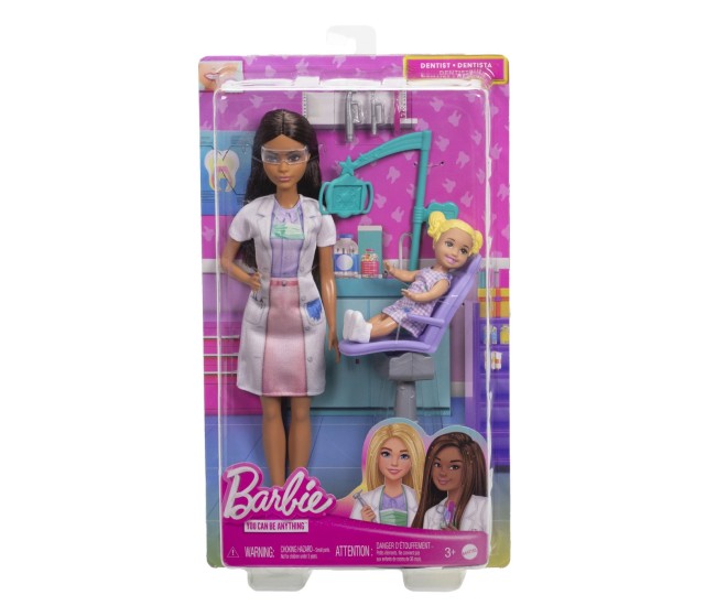 Barbie set de joaca papusa barbie bruneta face cariera stomatolog Barbie set de joaca papusa barbie bruneta face cariera stomatolog