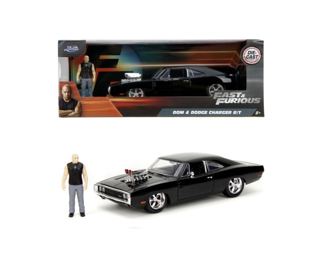 Jada fast and furious set figurina dom si masinuta metalica dodge charger 1970 scara 1 la 24 Jada fast and furious set figurina dom si masinuta metalica dodge charger 1970 scara 1 la 24