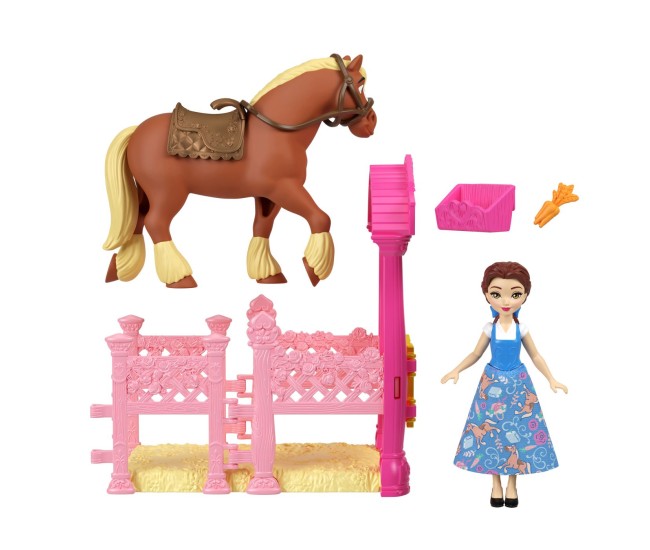 Disney princess set de joaca grajdul regal al lui belle papusa si accesorii