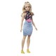Papusa barbie fashionista blonda cu borseta roz