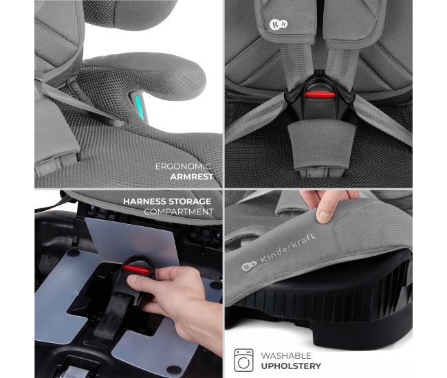 Scaun auto kinderkraft fix2go 76-150 cm, grey Scaun auto kinderkraft fix2go 76-150 cm, grey