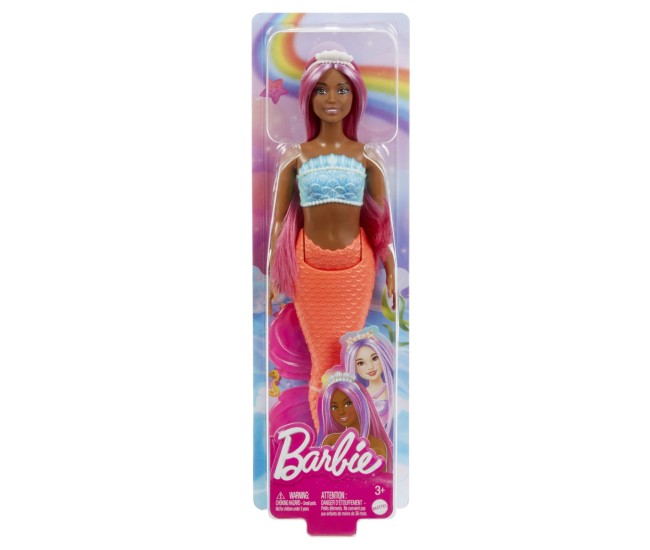 Barbie dreamtropia papusa sirena cu par magenta si coada portocalie Barbie dreamtropia papusa sirena cu par magenta si coada portocalie