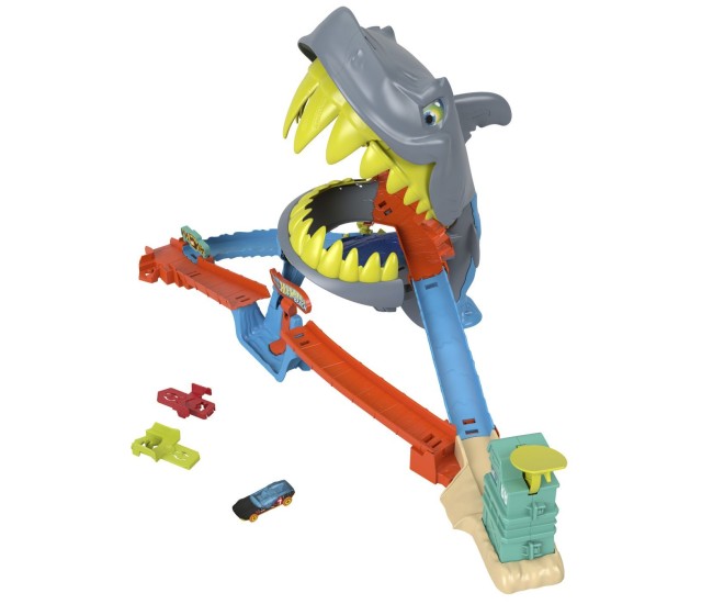 Hot wheels city pista de curse plaja rechinului chomp cu masinuta inclusa