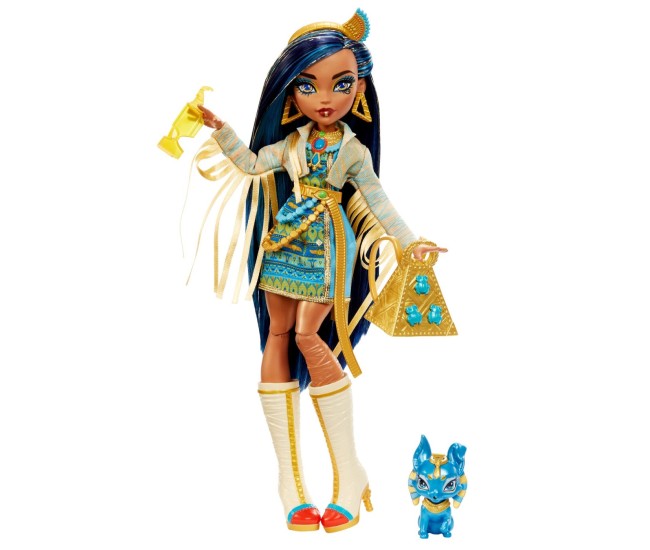 Monster high papusa cleo denile cu animalut si accesorii Monster high papusa cleo denile cu animalut si accesorii