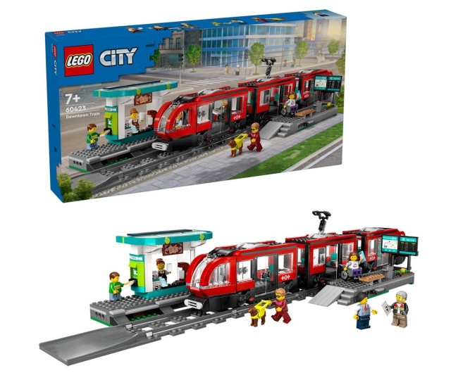 Lego city trains statie si tramvai in centrul orasului 60423 Lego city trains statie si tramvai in centrul orasului 60423