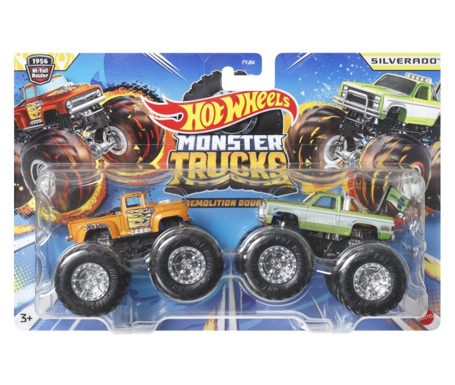 Hot wheels monster truck set 2 masini scara 1 la 64 hi-tail hauler si silverado Hot wheels monster truck set 2 masini scara 1 la 64 hi-tail hauler si silverado