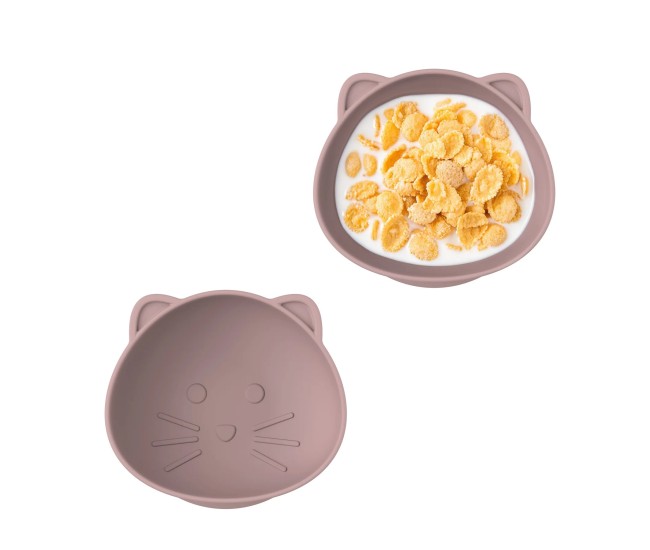 Set 2 castronele cu ventuza silicon melii luxe, model pisica