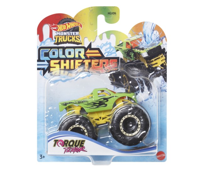 Hot wheels monster truck camion torque terror cu culori schimbatoare scara 1:64 Hot wheels monster truck camion torque terror cu culori schimbatoare scara 1:64