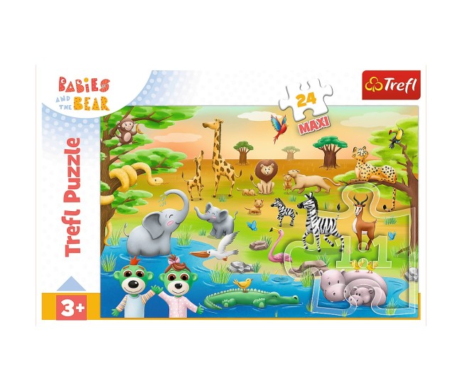 Puzzle trefl 24 maxi babies and the bear safari Puzzle trefl 24 maxi babies and the bear safari