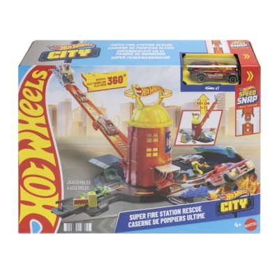 Hot wheels city set de joaca super statie de pompieri cu masinuta inclusa Hot wheels city set de joaca super statie de pompieri cu masinuta inclusa