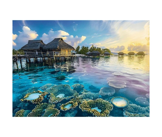 Puzzle trefl 1000 colectia sua apus de soare uluitor pe laguna poster inclus Puzzle trefl 1000 colectia sua apus de soare uluitor pe laguna poster inclus