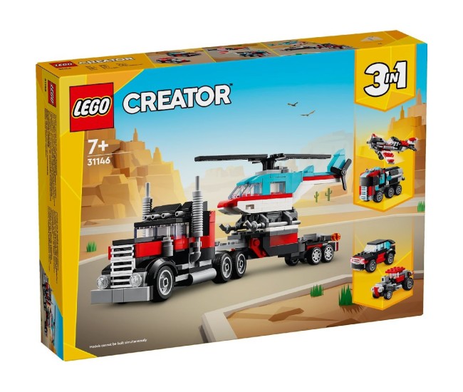 Lego creator 3in1 camioneta platforma cu elicopter 31146 Lego creator 3in1 camioneta platforma cu elicopter 31146