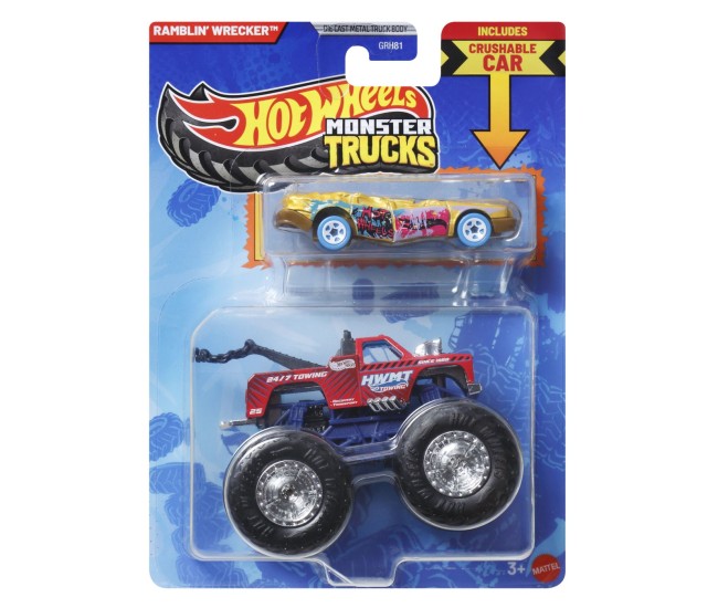 Hot wheels monster truck si masinuta metalica ramblin wrecker Hot wheels monster truck si masinuta metalica ramblin wrecker