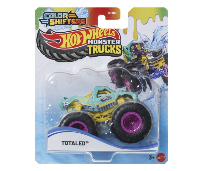 Hot wheels monster truck camion totaled cu culori schimbatoare scara 1 la 64 Hot wheels monster truck camion totaled cu culori schimbatoare scara 1 la 64