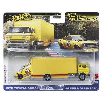 Hot wheels transportator sakura sprinter cu masinuta toyota corolla levin scara 1 la 64
