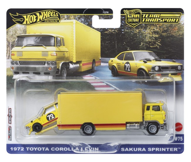 Hot wheels transportator sakura sprinter cu masinuta toyota corolla levin scara 1 la 64