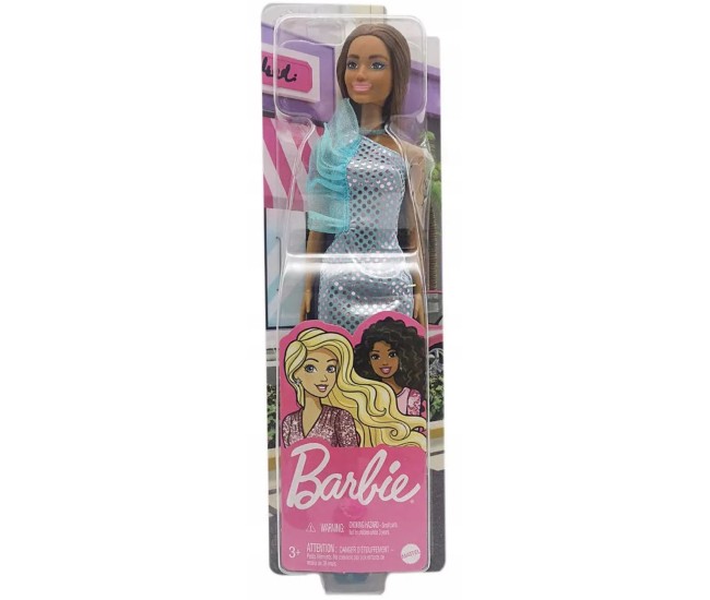 Papusa barbie tinute stralucitoare satena cu rochita blue Papusa barbie tinute stralucitoare satena cu rochita blue