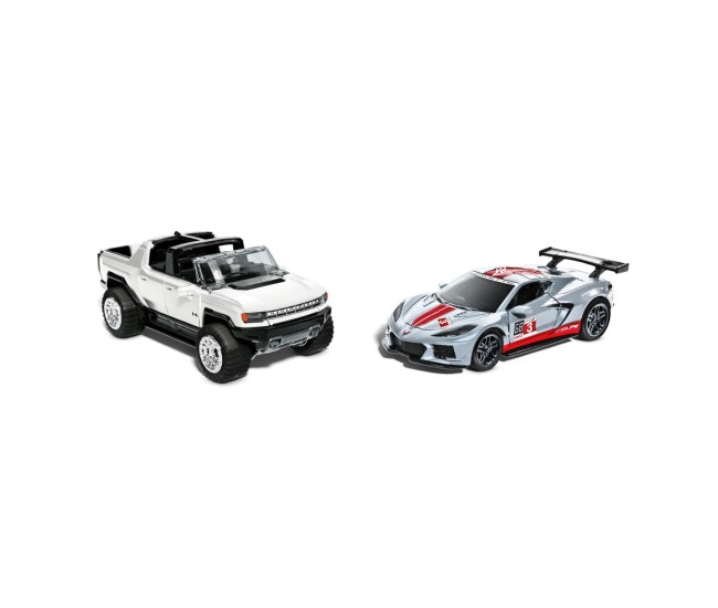 Hot wheels set 2 masinute metalice pull back gmc hummer ev si corvette c8r 1:43 Hot wheels set 2 masinute metalice pull back gmc hummer ev si corvette c8r 1:43