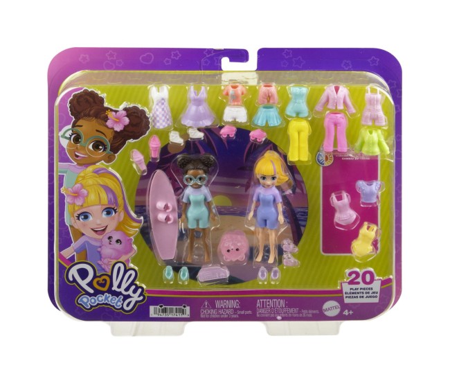 Polly pocket set 2 papusi si accesorii 20 piese Polly pocket set 2 papusi si accesorii 20 piese