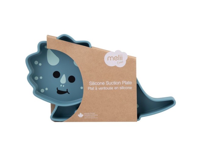 Farfurie compartimentata din silicon cu ventuza, melii luxe, dinozaur Farfurie compartimentata din silicon cu ventuza, melii luxe, dinozaur