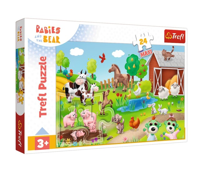 Puzzle trefl 24 maxi babies and the bear animale la ferma Puzzle trefl 24 maxi babies and the bear animale la ferma