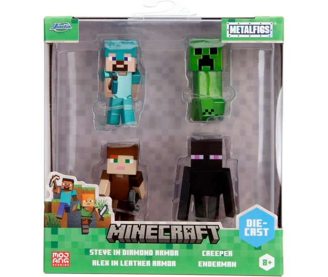Jada minecraft set 4 figurine metalice 6.5cm Jada minecraft set 4 figurine metalice 6.5cm