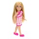 Barbie papusa chelsea blonda cu rochita roz in carouri Barbie papusa chelsea blonda cu rochita roz in carouri