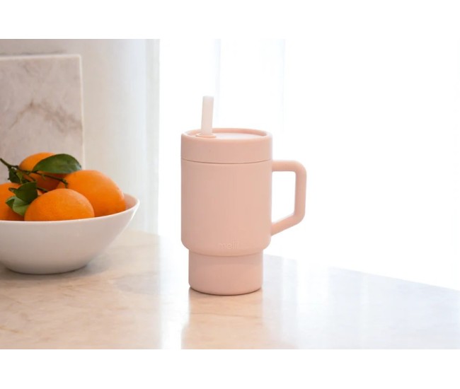 Cana silicon cu pai, melii, pink Cana silicon cu pai, melii, pink