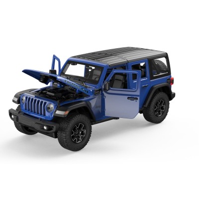Masinuta metalica jeep wrangler rubicon 4xe albastru scara 1 la 24