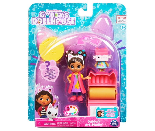 Gabbys dollhouse set papusa 9.7cm cu pisicuta studioul de arta a lui gabby