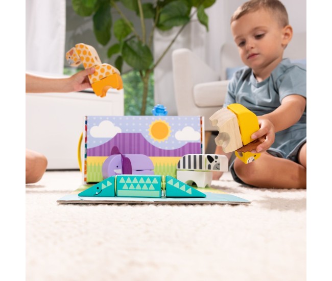 Melissa and doug set de constructie din lemn animale din safari Melissa and doug set de constructie din lemn animale din safari