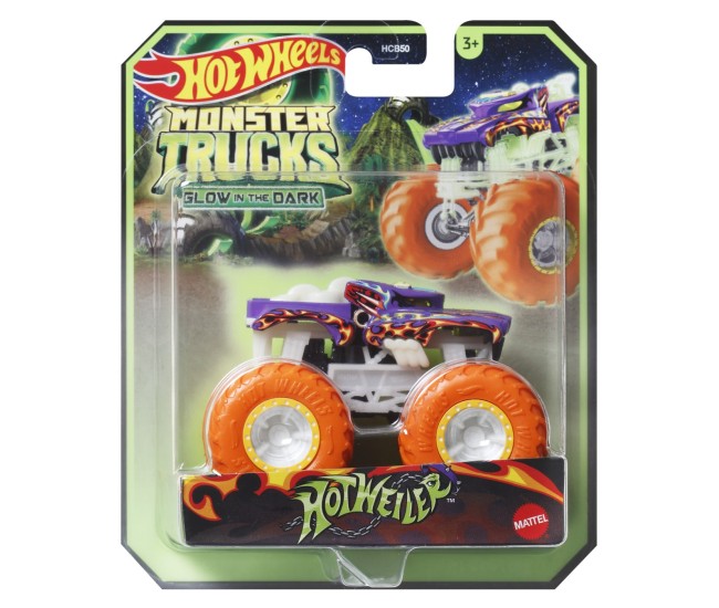 Hot wheels monster truck glow in the dark masinuta hotweiler scara 1:64 Hot wheels monster truck glow in the dark masinuta hotweiler scara 1:64