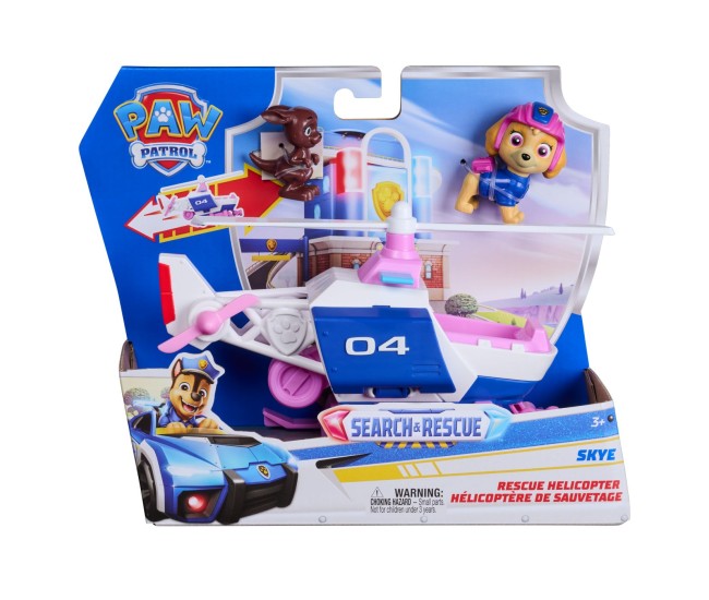 Patrula catelusilor cautare si salvare set figurina skye si vehicul elicopter