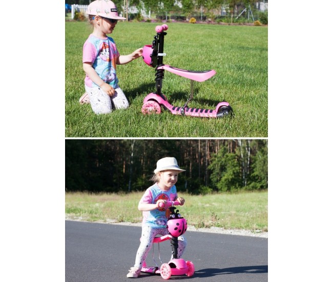 Trotineta malplay buburuza tip scooter roz