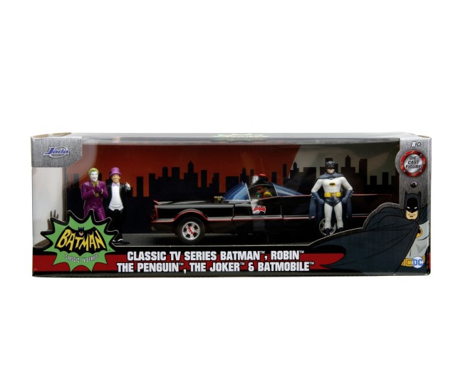 Jada batman set masinuta metalica batmobile 1:24 si 4 figurine Jada batman set masinuta metalica batmobile 1:24 si 4 figurine