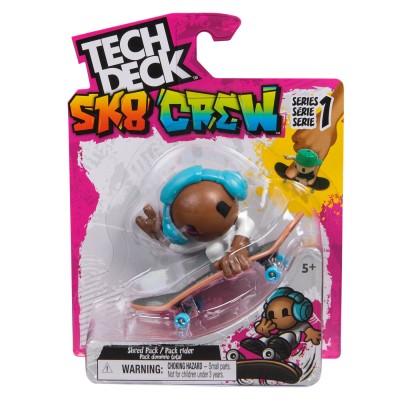 Tech dech sk8 crew pachet placa si figurina 9.6cm casti albastre