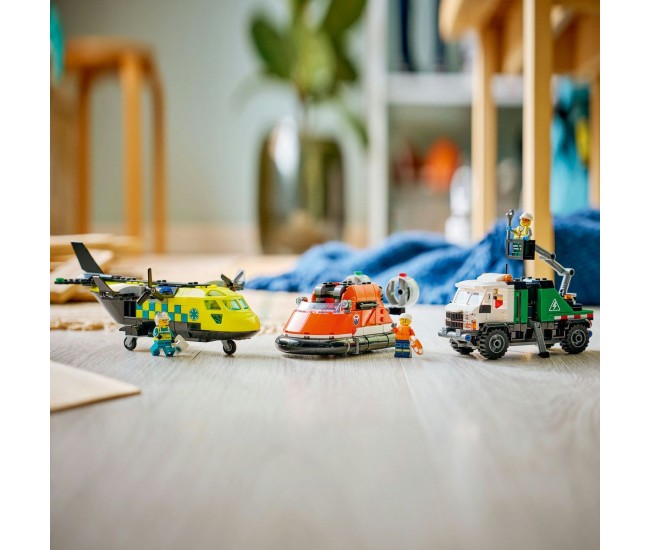 Lego city avion autospeciala de service si aeroglisor in versiuni adaptate 60505