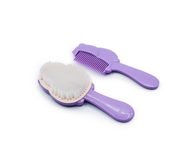 Set 2 piese pieptan+perie bebe, melii, model pisica Set 2 piese pieptan+perie bebe, melii, model pisica