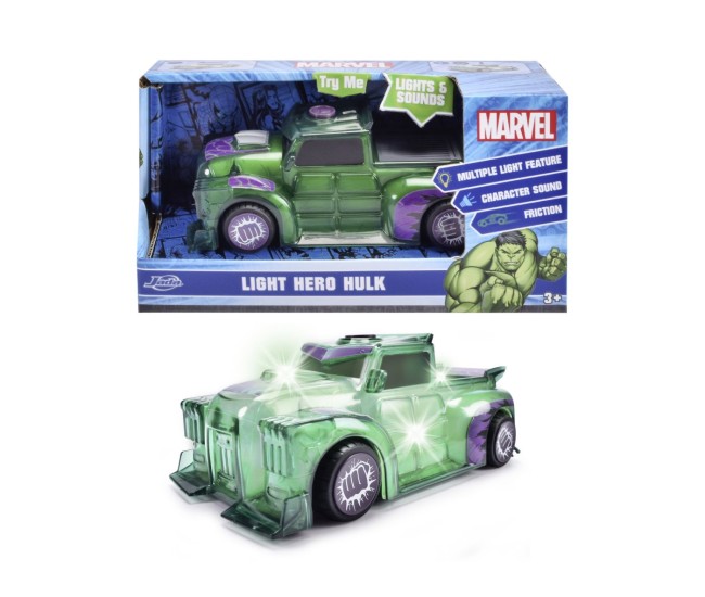 Jada marvel masinuta light hero hulk cu sunete si lumini scara 1:32 Jada marvel masinuta light hero hulk cu sunete si lumini scara 1:32
