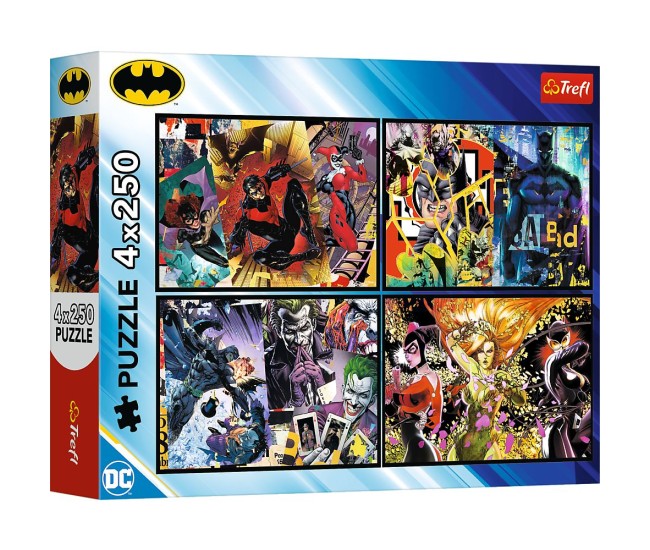 Puzzle trefl 4x250 batman dc batman in actiune