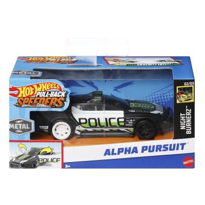 Hot wheels masinuta metalica cu sistem pull back police alpha pursuit scara 1:43