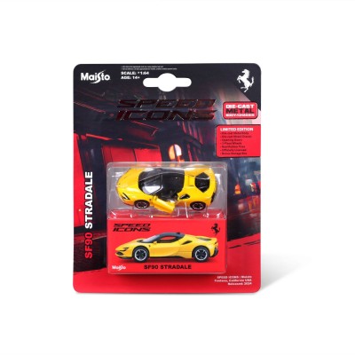 Maisto masinuta metalica speed icons ferrari sf90 stradale galben scara 1 la 64